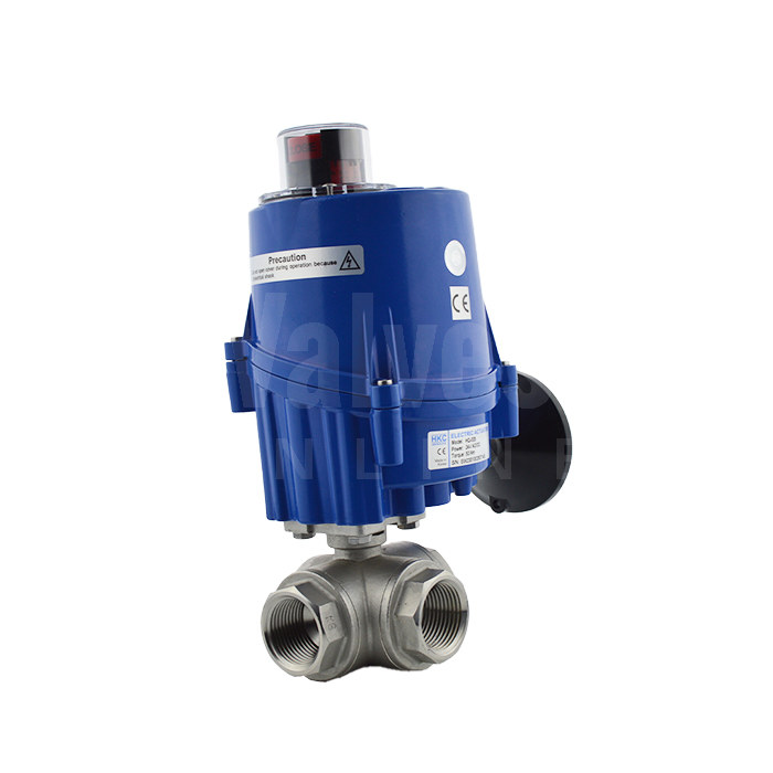 Series 39 Electric Actuated 3 Way Screwed Stainless Steel Ball Valve