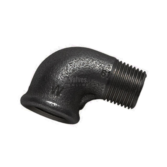 Black Malleable Iron Male / Female 90° Elbow
