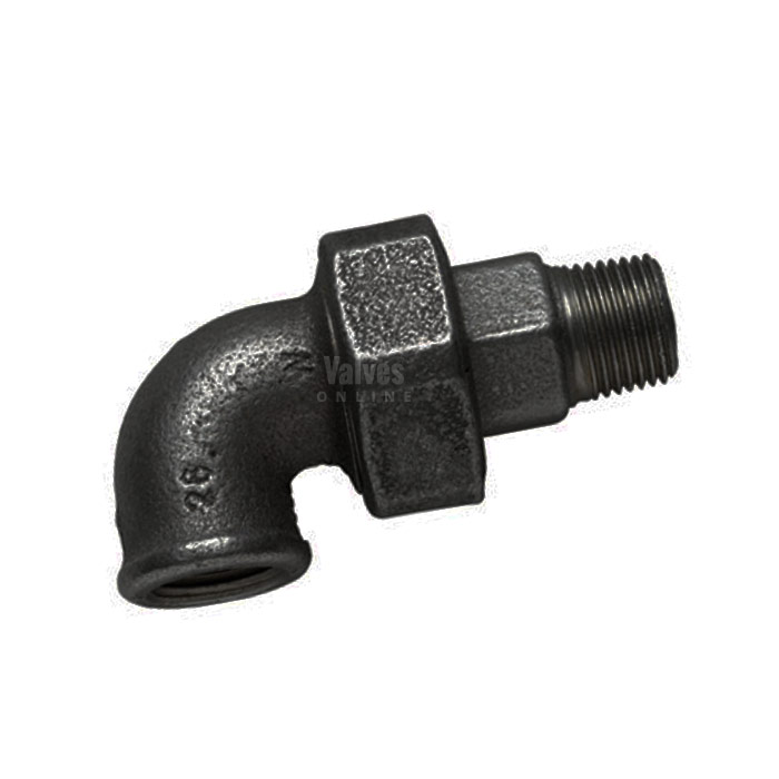 Black Malleable Iron Male / Female Union Elbow