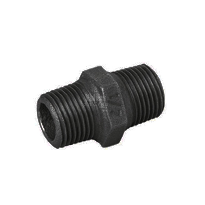 Black Malleable Iron Male Hex Nipple