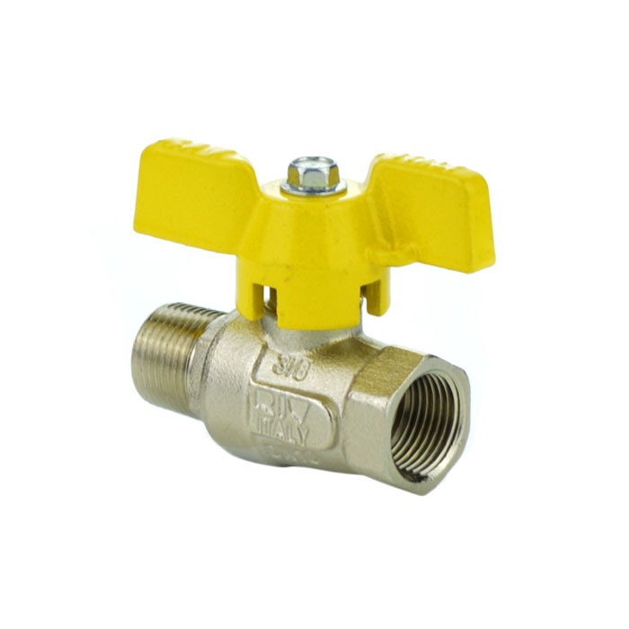 Brass Ball Valve BSI Gas Approved Butterfly Handle Male / Female