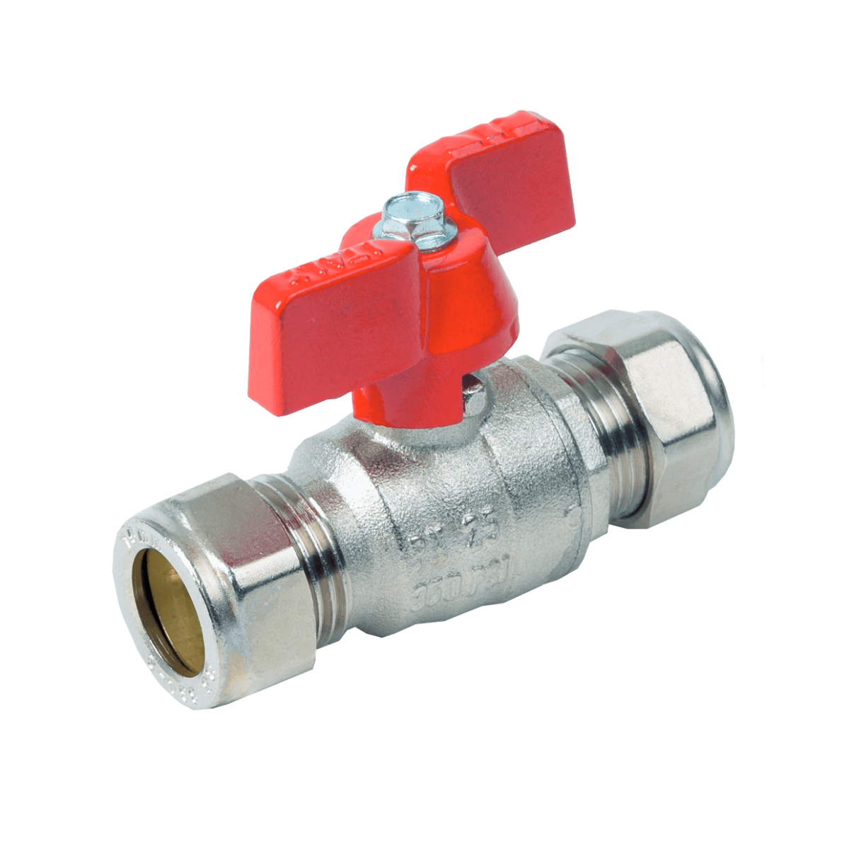 Brass Ball Valve Compression End with Butterfly Handle