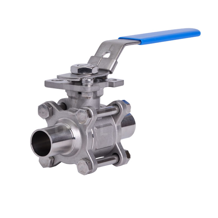 3 Piece Stainless Steel Sanitary Ball Valve - Weld OD