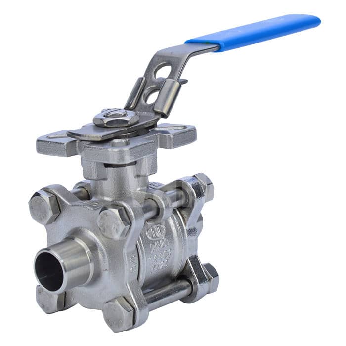 Economy 3 Piece Sanitary Ball Valve Weld End - Direct Mount