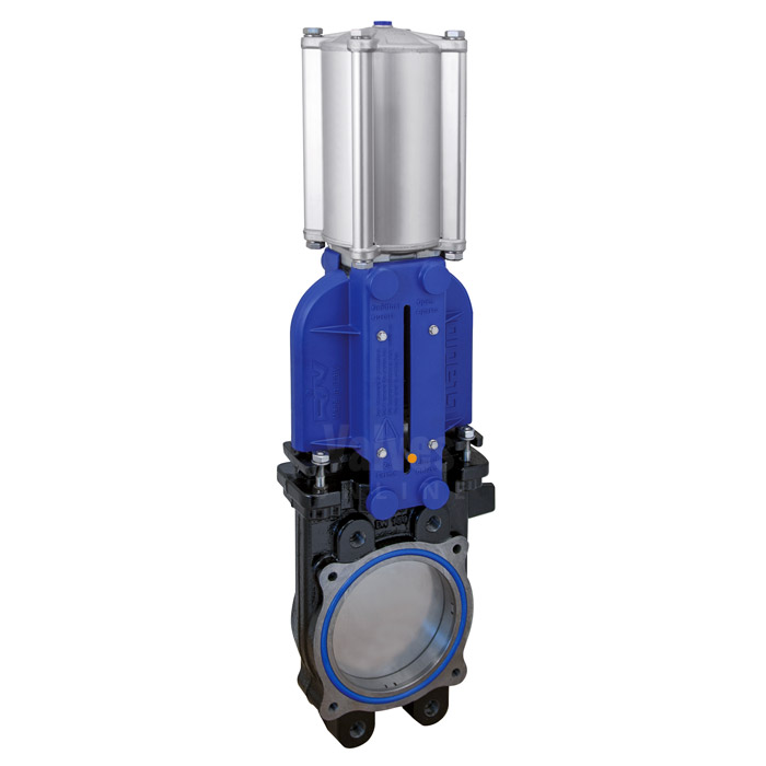 Cast Iron Knife Gate Valve PN10 Double Acting Pneumatic Actuator