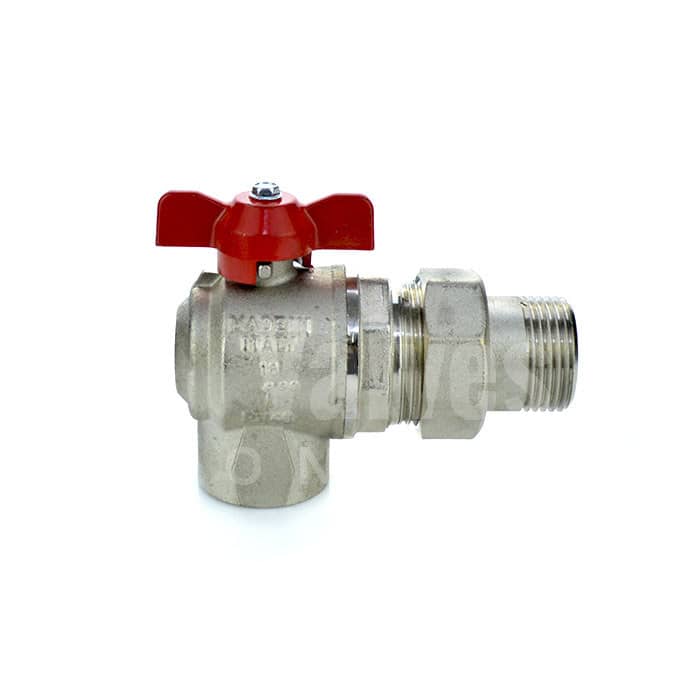 Brass Angle Pattern Ball Valve Male Union End