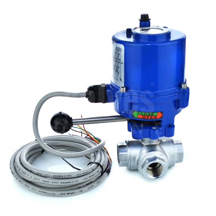 Economy Compact Electric Actuated 3 Way Brass Ball Valve