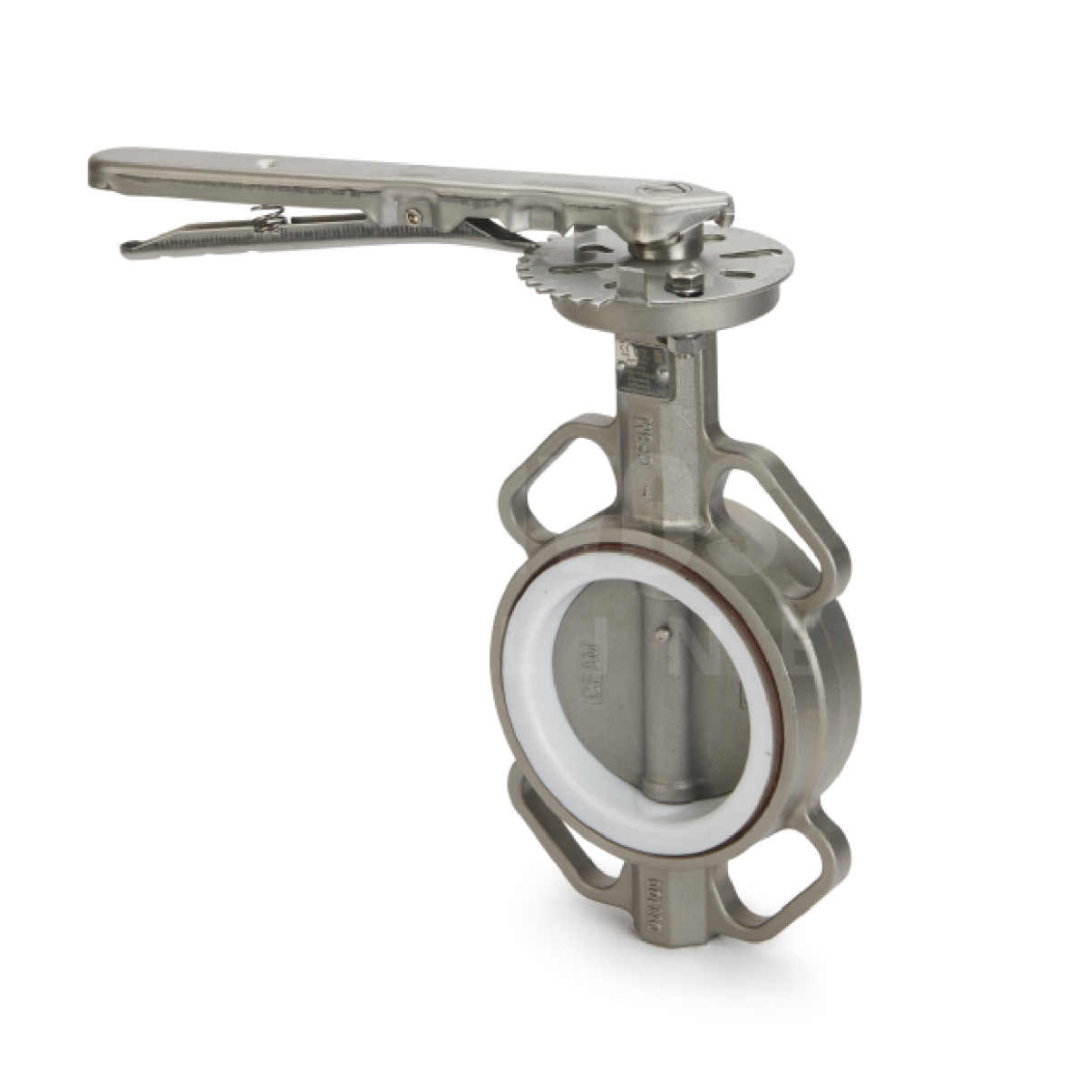 Economy Wafer Pattern Stainless Steel Butterfly Valve, PTFE + Silicone Liner