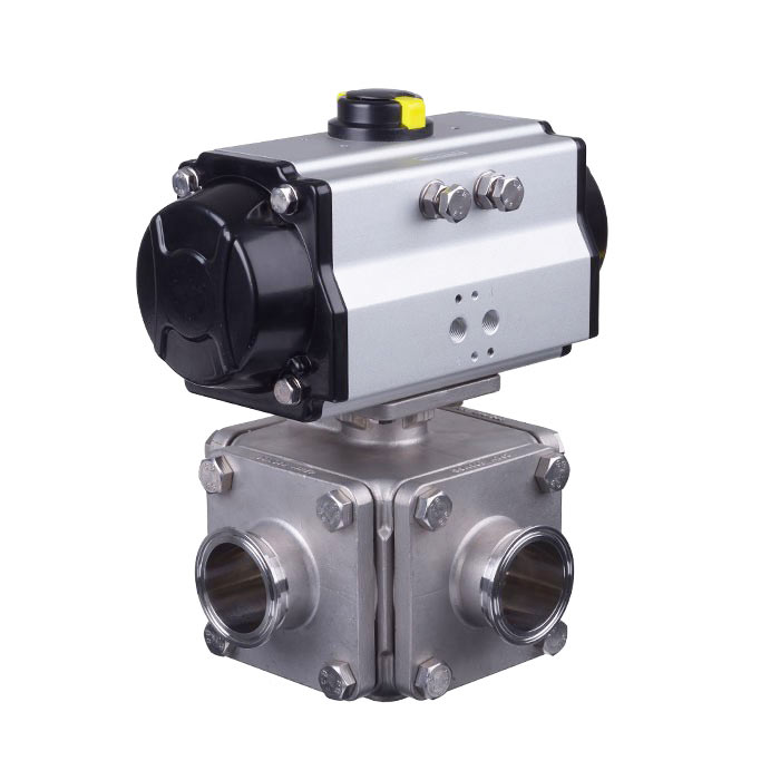 Pneumatic Actuated Series 36SN 3 Way Hygienic Ball Valve