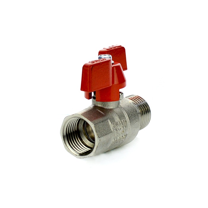 WRAS Approved Male x Female Brass Ball Valve - Red Butterfly Lever