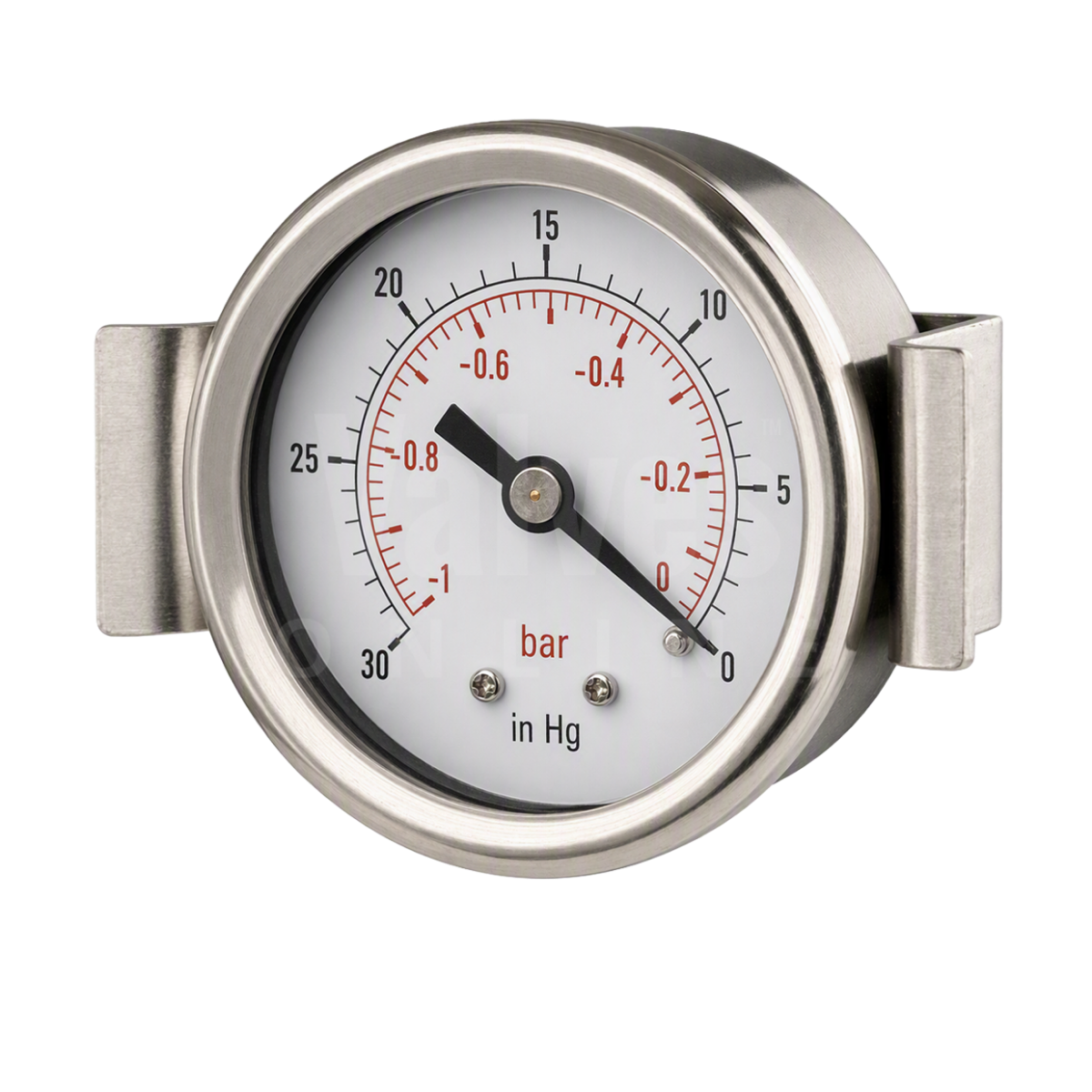 Panel Mount Vacuum Gauge -30/0” HG -1/0 Bar