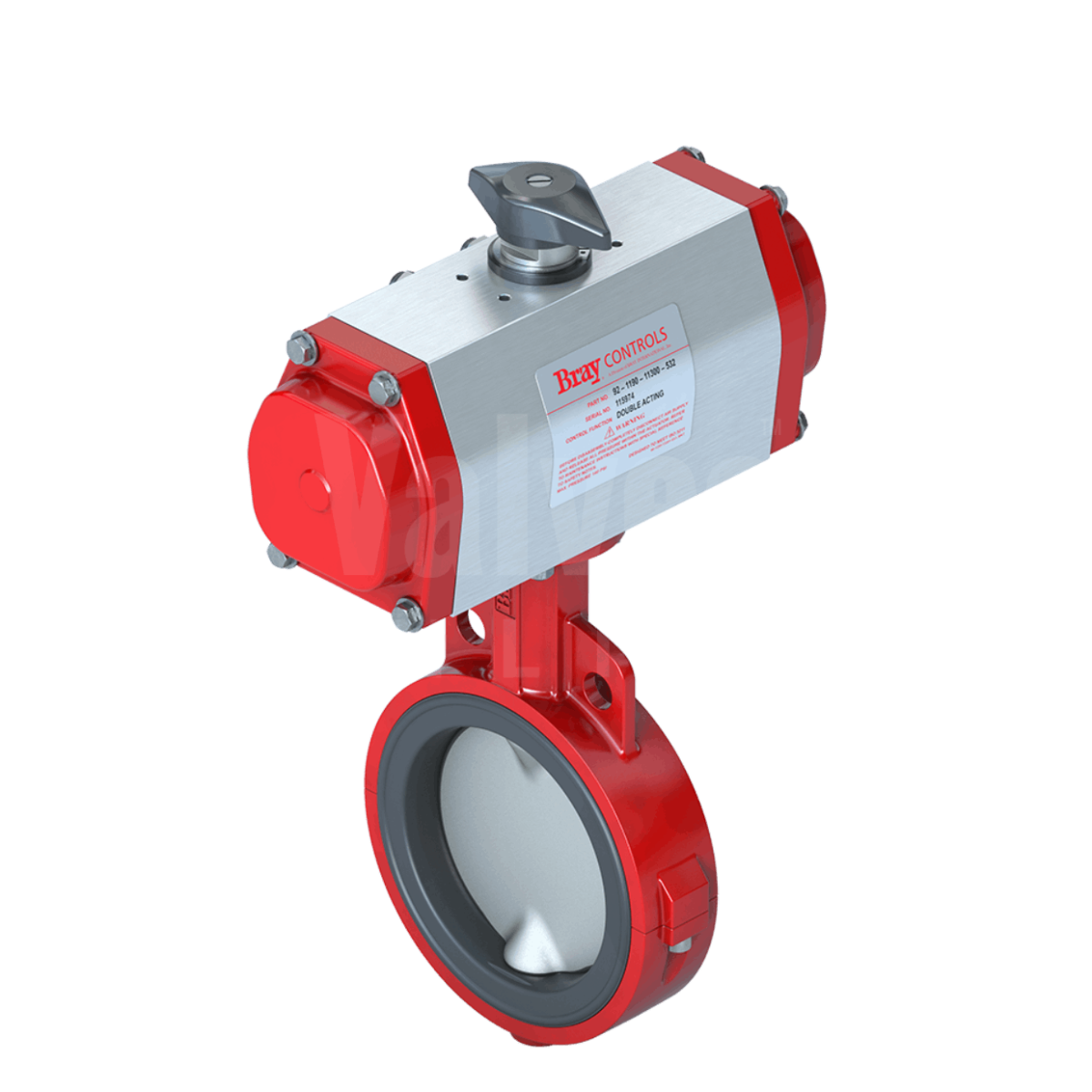 Pneumatic Actuated Bray Series 20 Wafer Butterfly Valve - Stainless Steel Disc & PTFE Lined HT-EPDM Liner