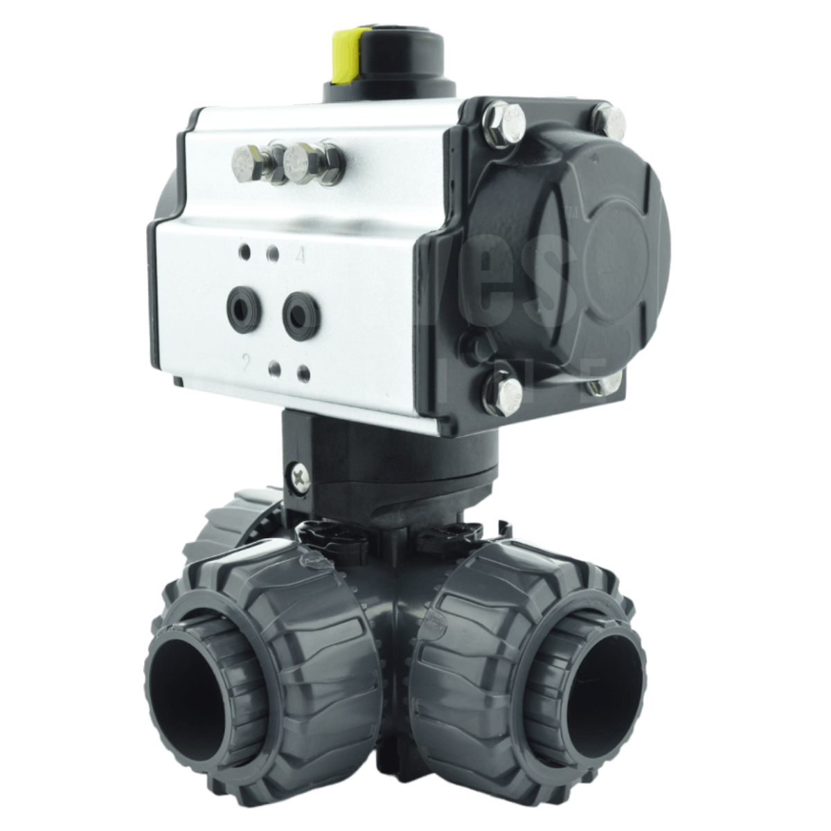 Pneumatic Actuated Durapipe PVC 3 Way Ball Valve – Imperial Solvent Socket