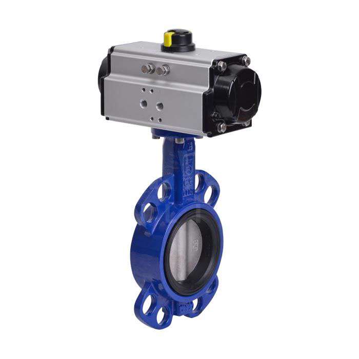 Pneumatic Actuated Wafer Pattern Butterfly Valve - FKM Lined