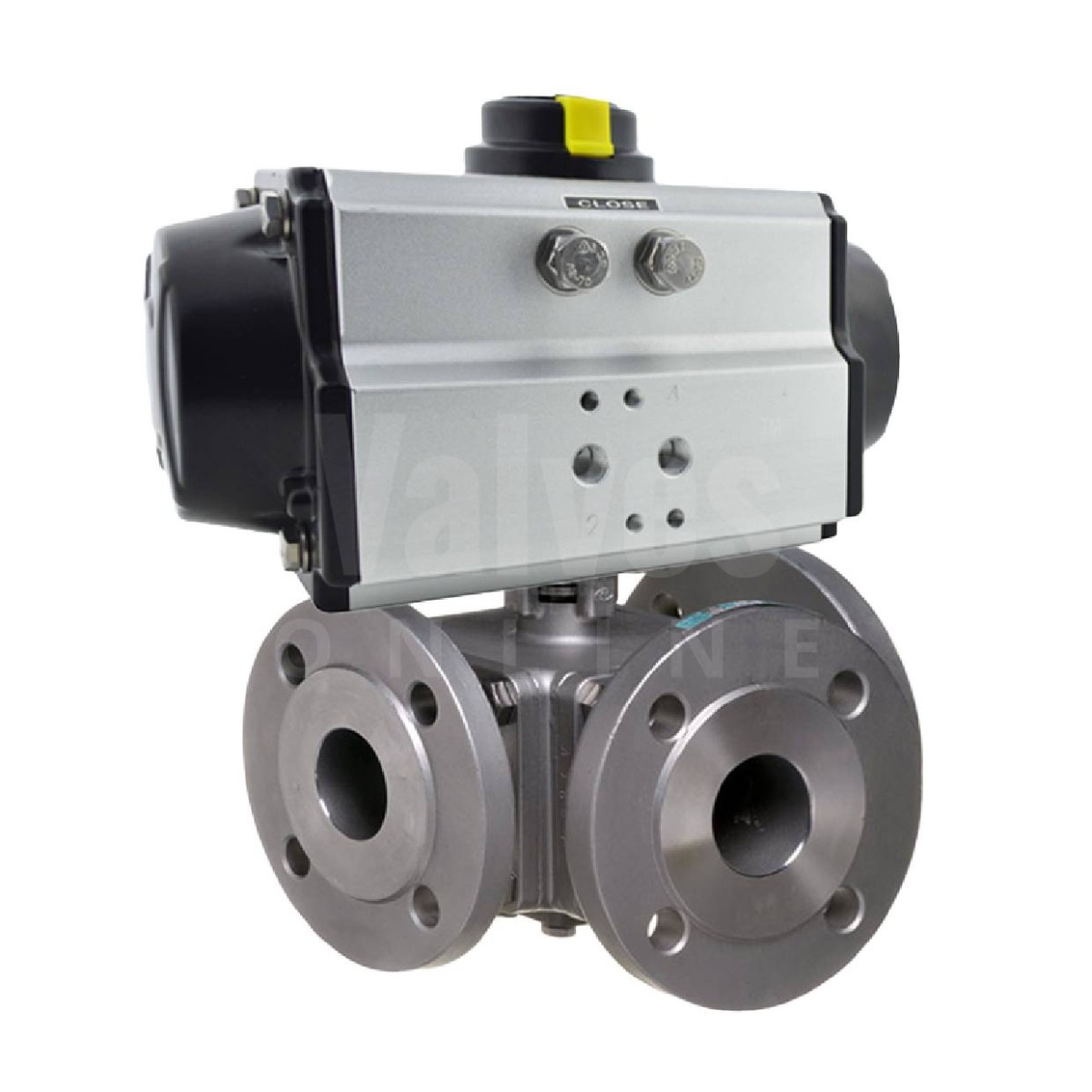 Pneumatic Actuated 3 Way ANSI 150 Stainless Steel Ball Valve