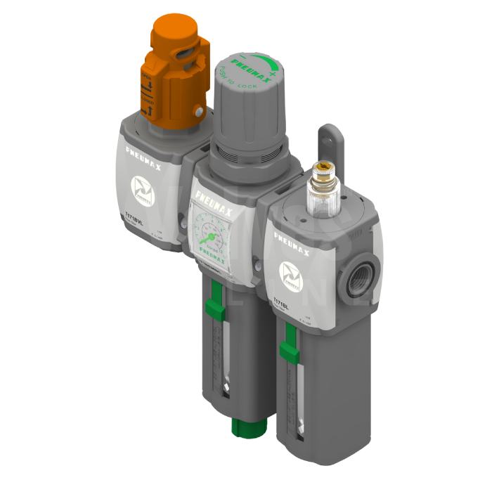 Pneumax AIRPLUS Shut Off Valve + Filter Regulator & Lubricator