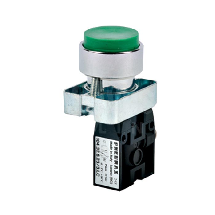 Series 104 Raised Push Button Pneumatic Valve 3/2 & 5/2 - 4mm