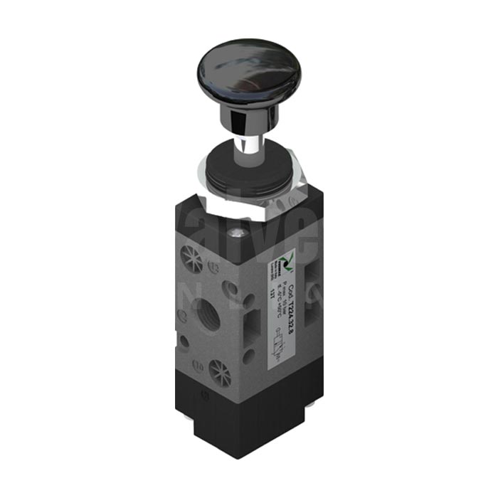 Series T224 Push Button Pneumatic Valve 3/2 & 5/2 - 1/4"