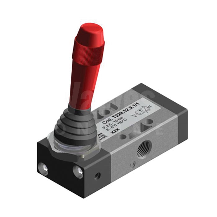Series T228 Lateral Lever Spring Return & 2 Position, 3/2 & 5/2 - 1/8"