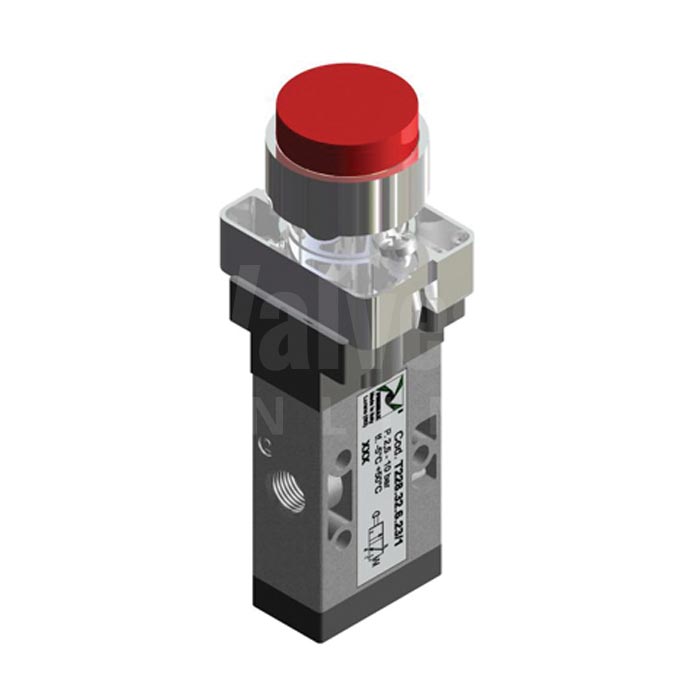 Series T228 Raised Push Button Pneumatic Valve 3/2 & 5/2 - 1/8"