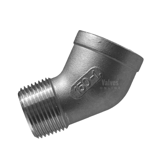 BSP Stainless Steel Male / Female 45° Elbow - Class 150