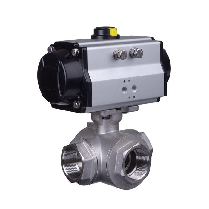 Pneumatic Actuated 3 Way Brass Ball Valve