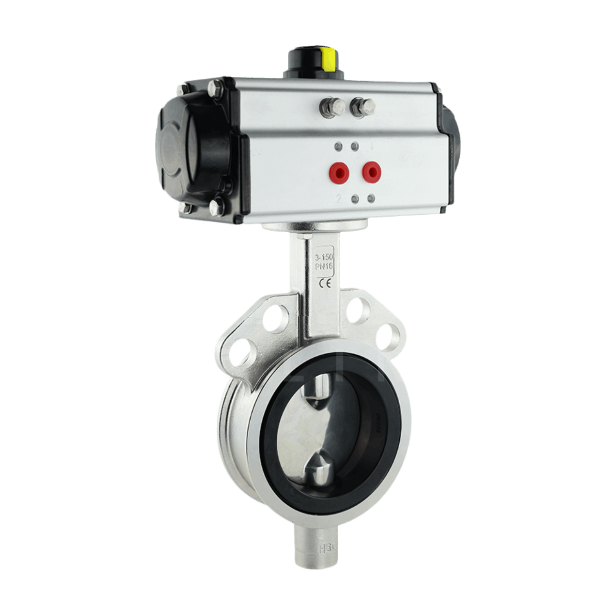 Pneumatic Actuated Stainless Steel Wafer Butterfly Valve with Polished Disc