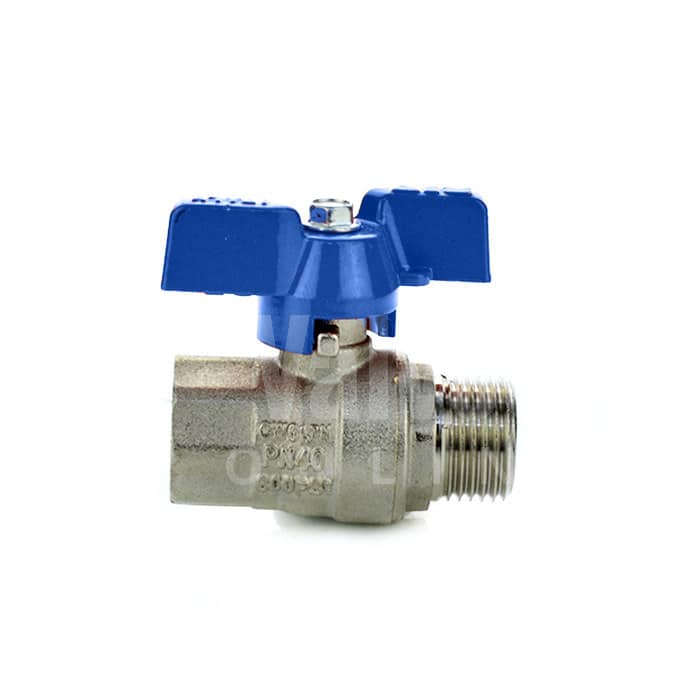 WRAS Approved Male x Female Brass Ball Valve - Blue Butterfly Lever